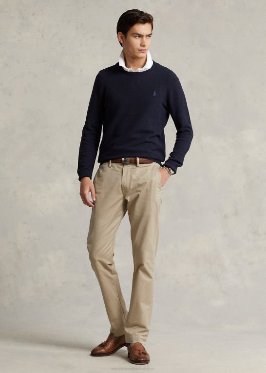 marine lyng Mænd Ralph Lauren mesh-strikket bomuldstrøje med rund hals Z426B670