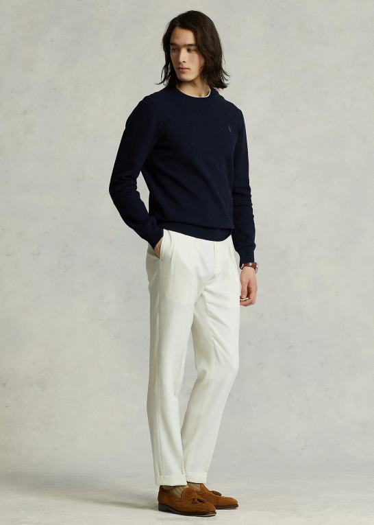 marine lyng Mænd Ralph Lauren mesh-strikket bomuldstrøje med rund hals Z426B8592