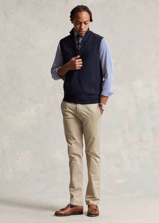marine lyng Mænd Ralph Lauren sweatervest i bomuld med fuld lynlås Z426B780