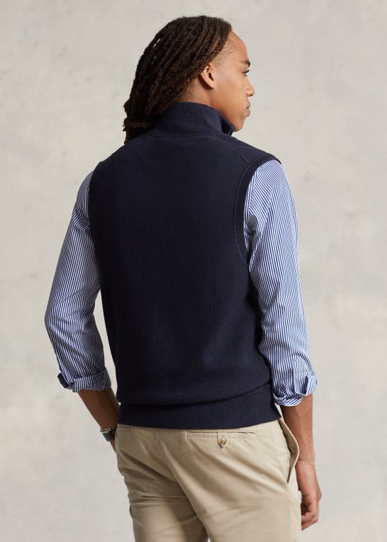 marine lyng Mænd Ralph Lauren sweatervest i bomuld med fuld lynlås Z426B780
