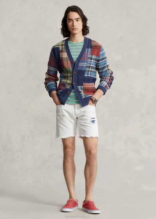 marineblå multi Mænd Ralph Lauren patchwork bomulds cardigan Z426B1203