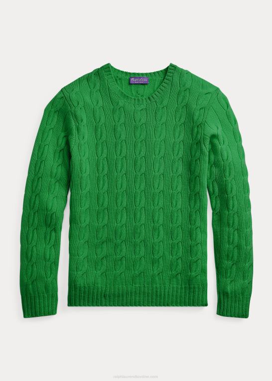 nautisk grøn Mænd Ralph Lauren kabelstrikket kashmirtrøje Z426B77