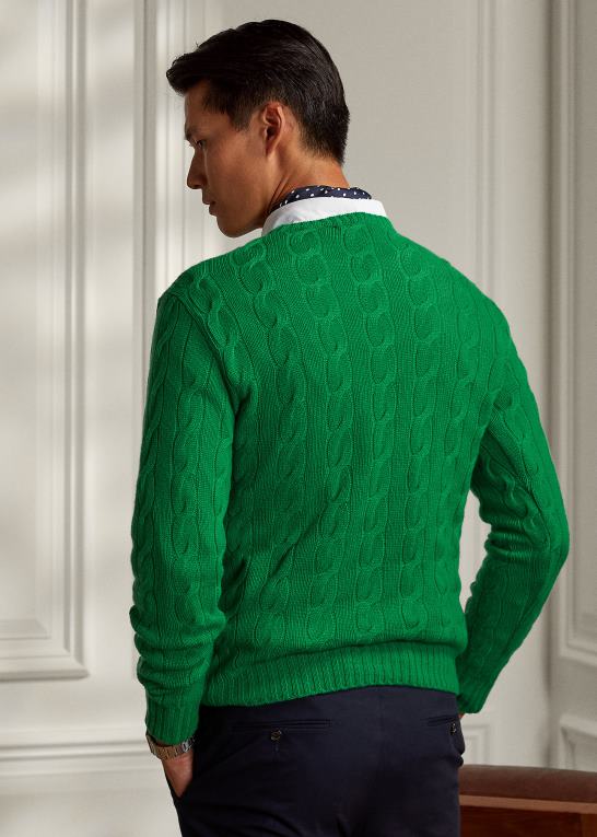 nautisk grøn Mænd Ralph Lauren kabelstrikket kashmirtrøje Z426B77