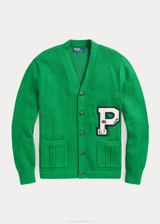 ny skov multi Mænd Ralph Lauren Letterman cardigan i bomuld Z426B8520