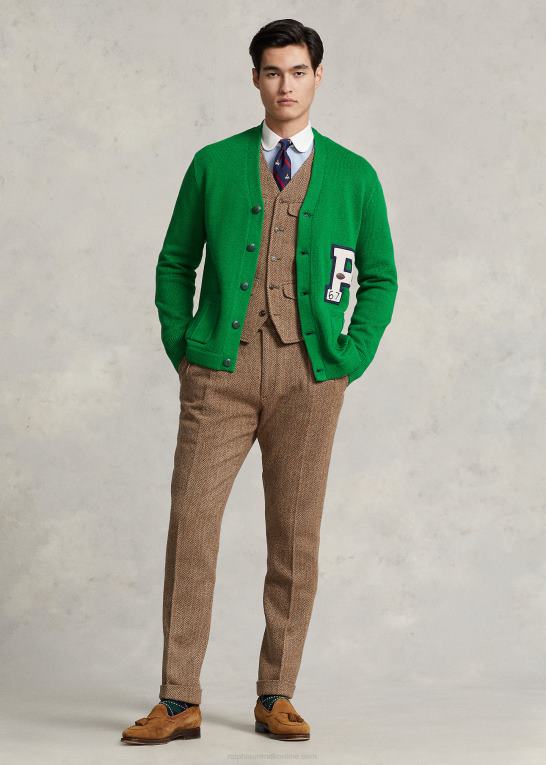 ny skov multi Mænd Ralph Lauren Letterman cardigan i bomuld Z426B8520