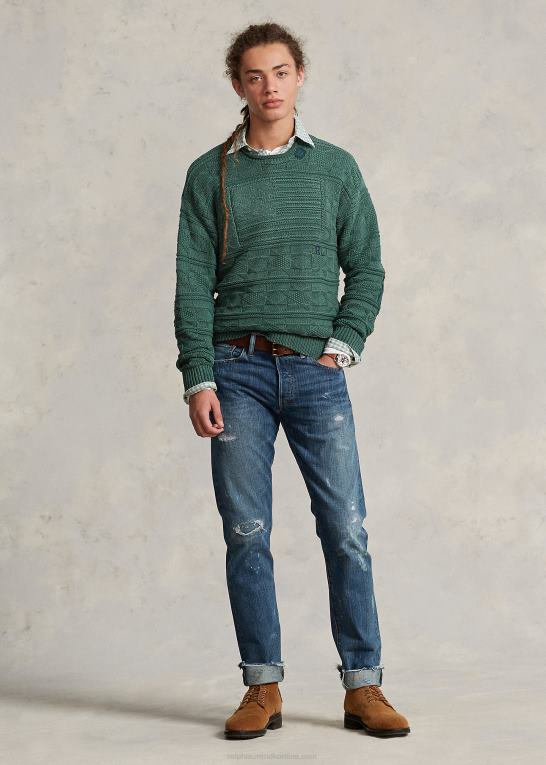 ny skovlyng Mænd Ralph Lauren flag bomuldstrøje med rullekrave Z426B129