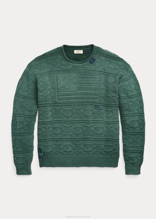 ny skovlyng Mænd Ralph Lauren flag bomuldstrøje med rullekrave Z426B129