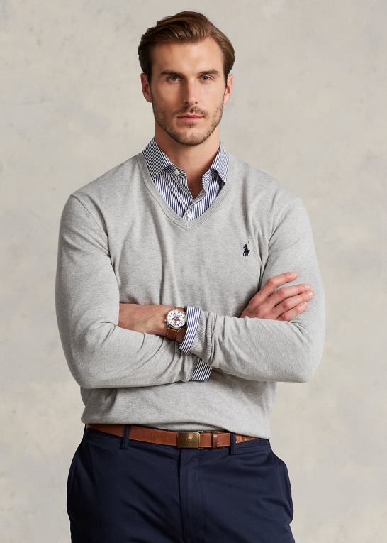 og over lyng Mænd Ralph Lauren bomuldstrøje med v-hals Z426B1316