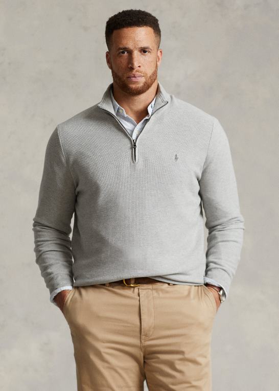 og over lyng Mænd Ralph Lauren mesh-strikket bomuldstrøje med kvart lynlås Z426B1915
