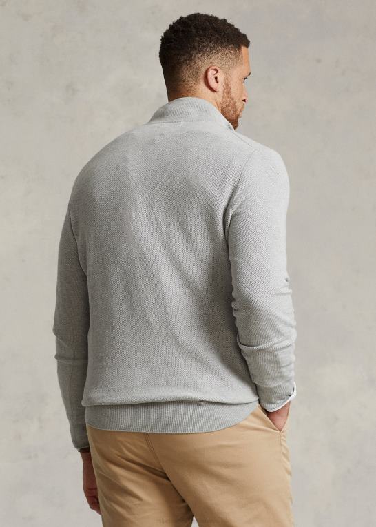 og over lyng Mænd Ralph Lauren mesh-strikket bomuldstrøje med kvart lynlås Z426B1915