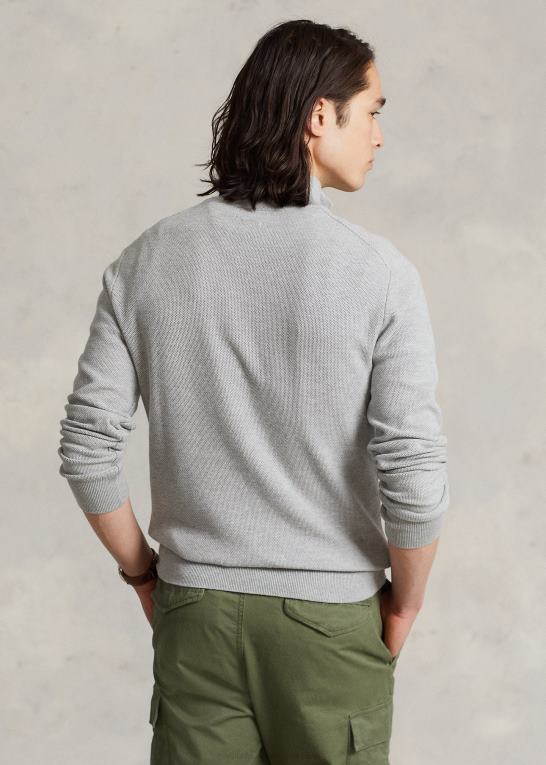 og over lyng Mænd Ralph Lauren mesh-strikket bomuldstrøje med kvart lynlås Z426B513