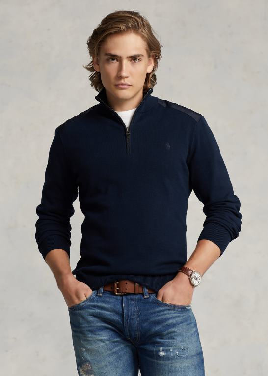 piper flåde Mænd Ralph Lauren hybrid sweater med kvart lynlås Z426B1159