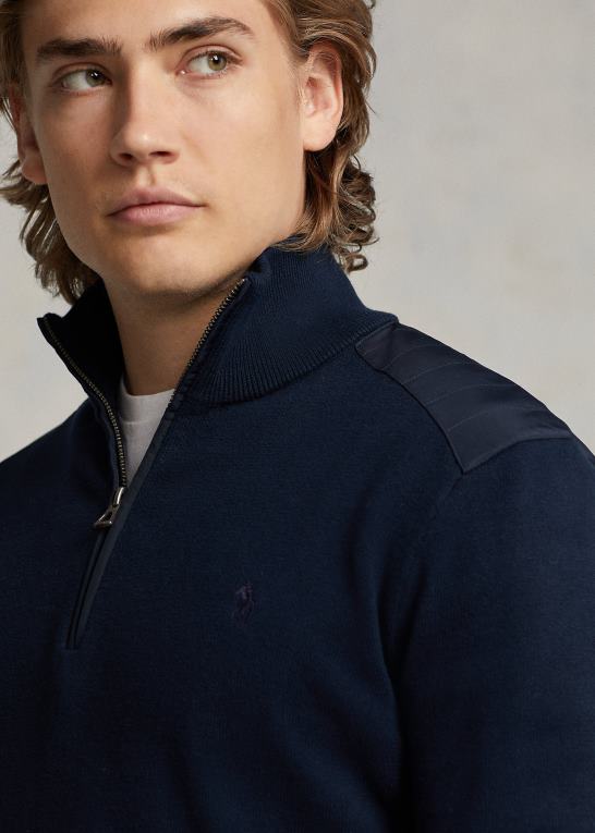piper flåde Mænd Ralph Lauren hybrid sweater med kvart lynlås Z426B1159
