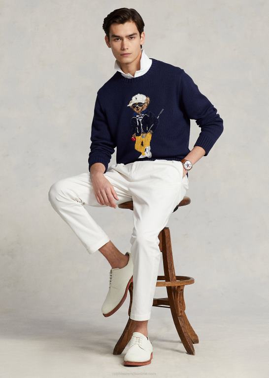 raffineret flåde Mænd Ralph Lauren polobjørn sweater i bomuldsblanding Z426B1074
