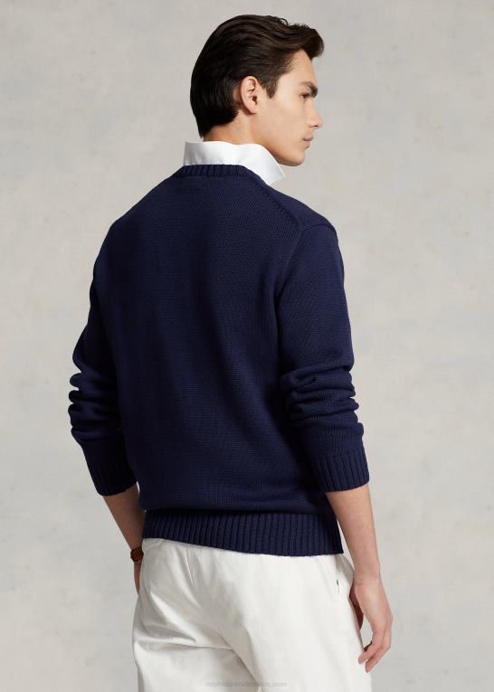 raffineret flåde Mænd Ralph Lauren polobjørn sweater i bomuldsblanding Z426B1074