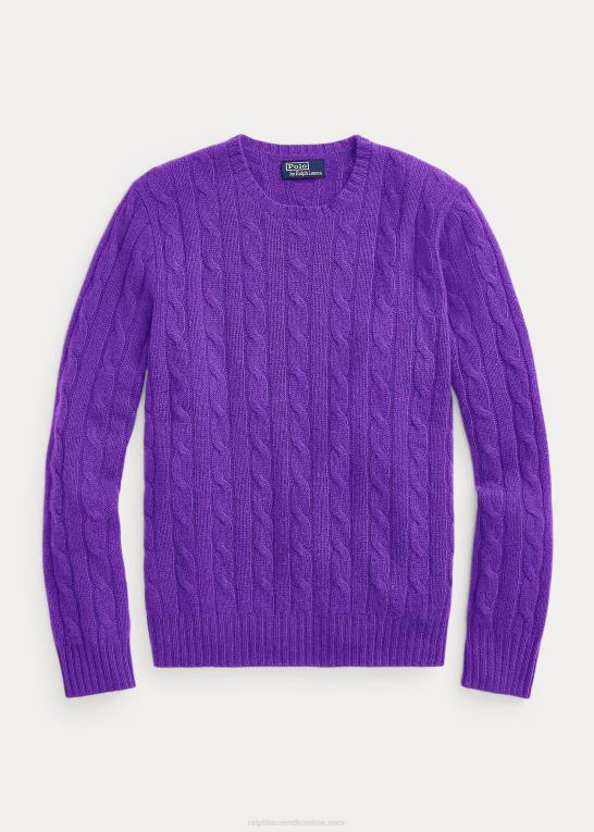 regent lilla Mænd Ralph Lauren den ikoniske kabelstrikkede kashmirtrøje Z426B1675