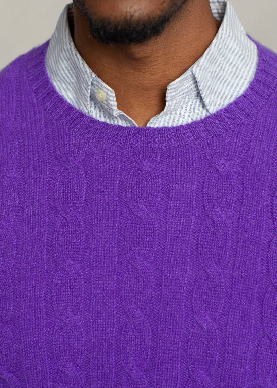 regent lilla Mænd Ralph Lauren den ikoniske kabelstrikkede kashmirtrøje Z426B1675