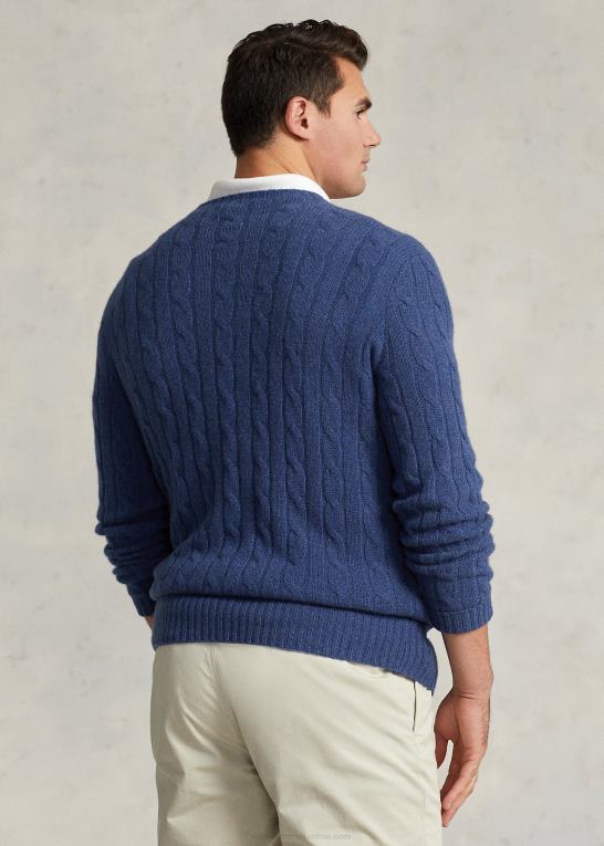 rustik marine lyng Mænd Ralph Lauren den ikoniske kabelstrikkede kashmirtrøje Z426B1674