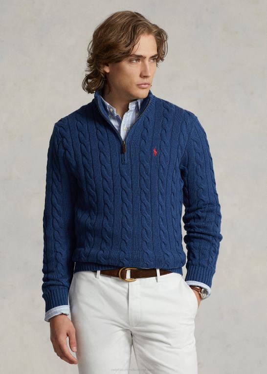rustik marine lyng Mænd Ralph Lauren kabelstrikket bomuldstrøje Z426B1130