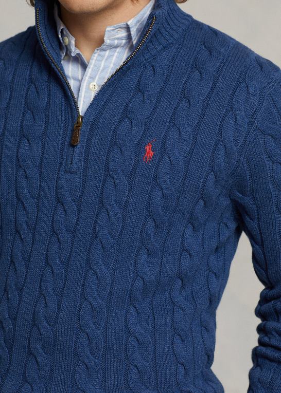 rustik marine lyng Mænd Ralph Lauren kabelstrikket bomuldstrøje Z426B1130