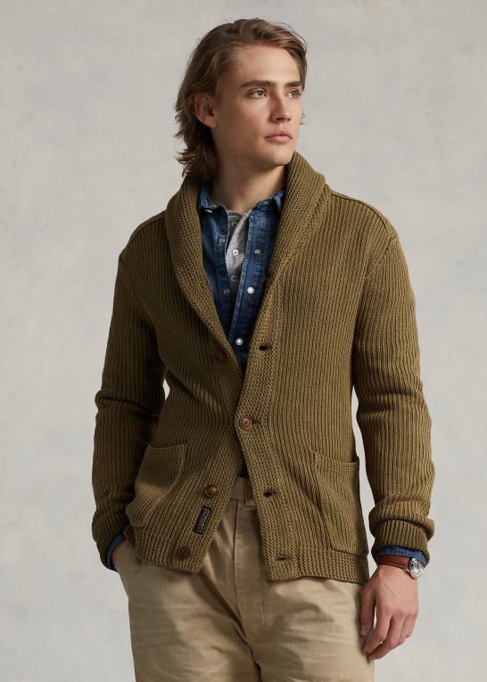 sandsurf vask Mænd Ralph Lauren cardigan med sjalkrave i bomuld Z426B8528