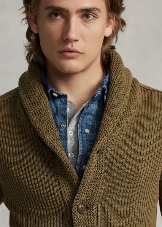 sandsurf vask Mænd Ralph Lauren cardigan med sjalkrave i bomuld Z426B8528