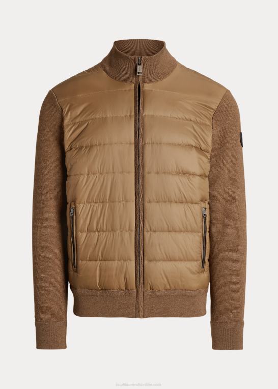 shetlandsbrun Mænd Ralph Lauren hybrid sweater med fuld lynlås Z426B1109