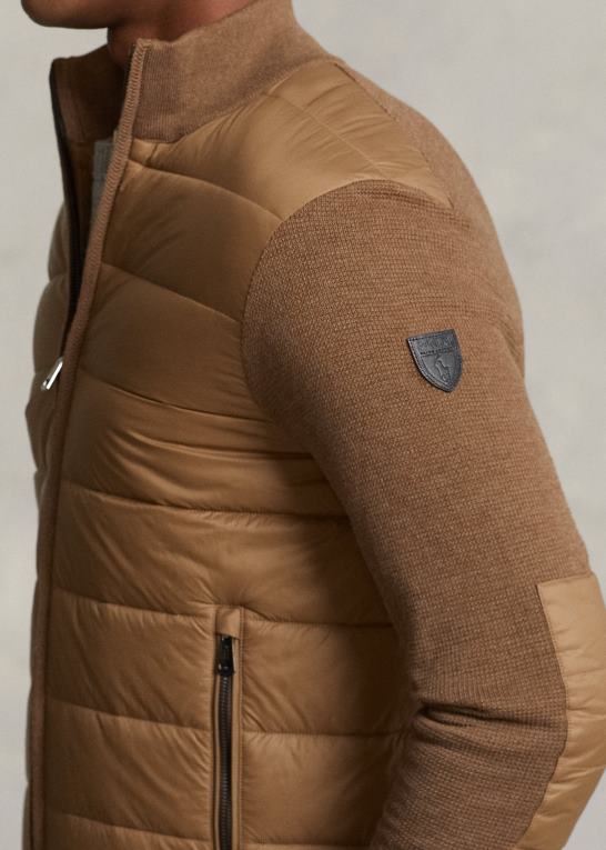 shetlandsbrun Mænd Ralph Lauren hybrid sweater med fuld lynlås Z426B1109