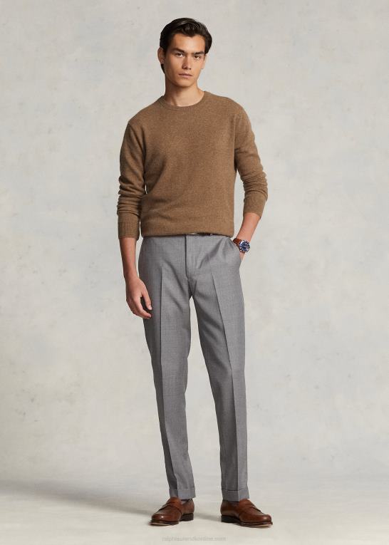 shetlandsbrun lyng Mænd Ralph Lauren vaskbar kashmir sweater med rund hals Z426B600