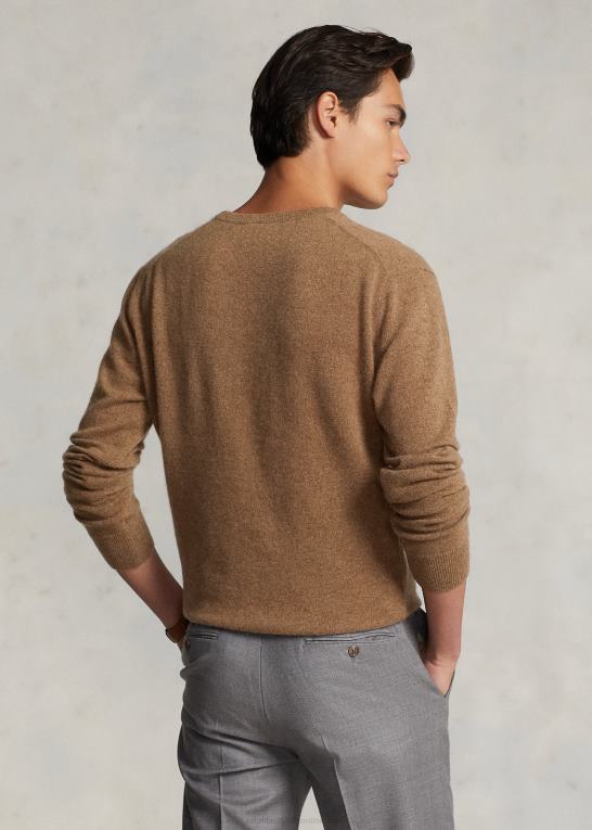 shetlandsbrun lyng Mænd Ralph Lauren vaskbar kashmir sweater med rund hals Z426B600