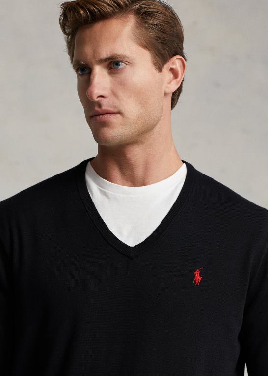 sort Mænd Ralph Lauren bomuldstrøje med v-hals Z426B8567