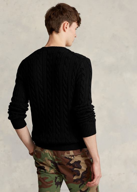 sort Mænd Ralph Lauren kabelstrikket bomuldstrøje Z426B8415