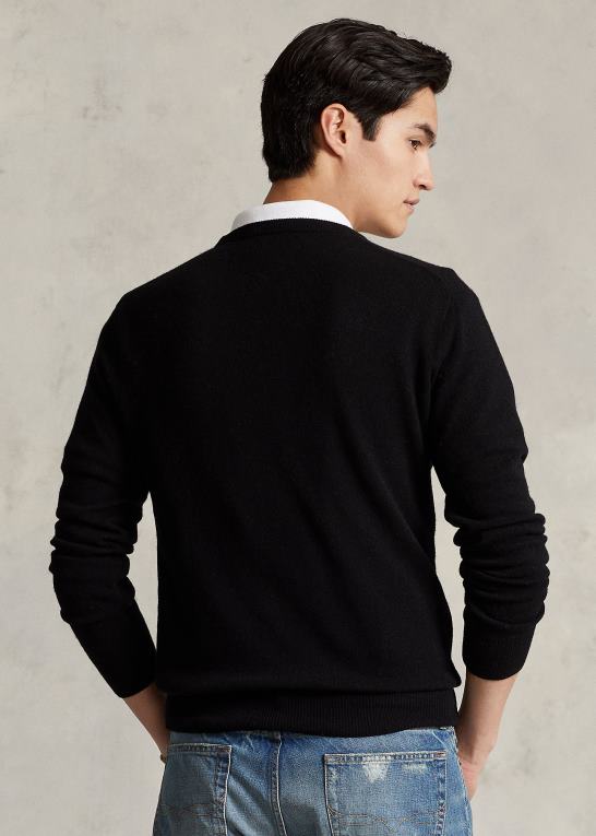 sort Mænd Ralph Lauren vaskbar kashmir sweater med rund hals Z426B602