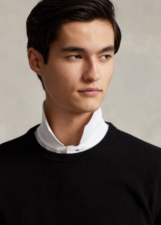 sort Mænd Ralph Lauren vaskbar kashmir sweater med rund hals Z426B602