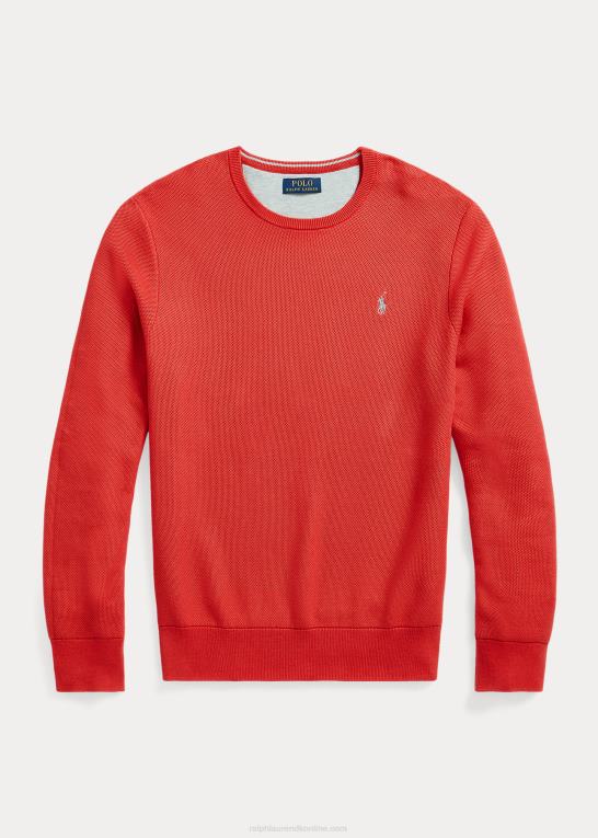 styrbord rød Mænd Ralph Lauren mesh-strikket bomuldstrøje med rund hals Z426B674