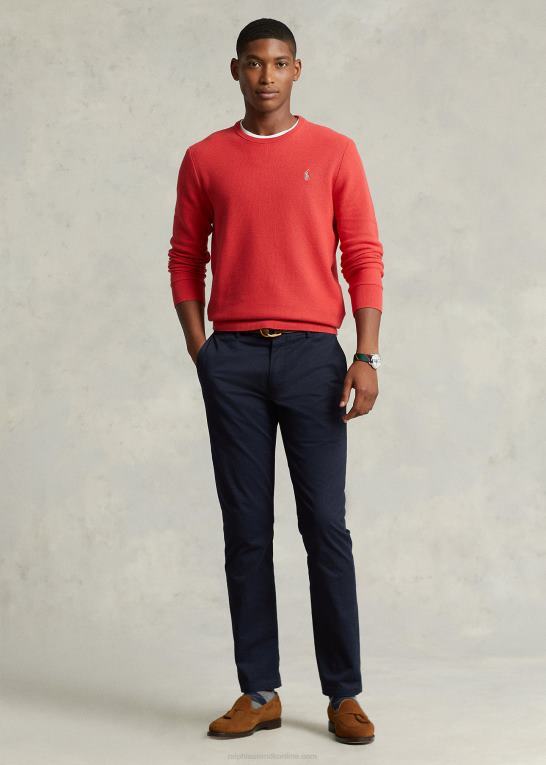 styrbord rød Mænd Ralph Lauren mesh-strikket bomuldstrøje med rund hals Z426B674