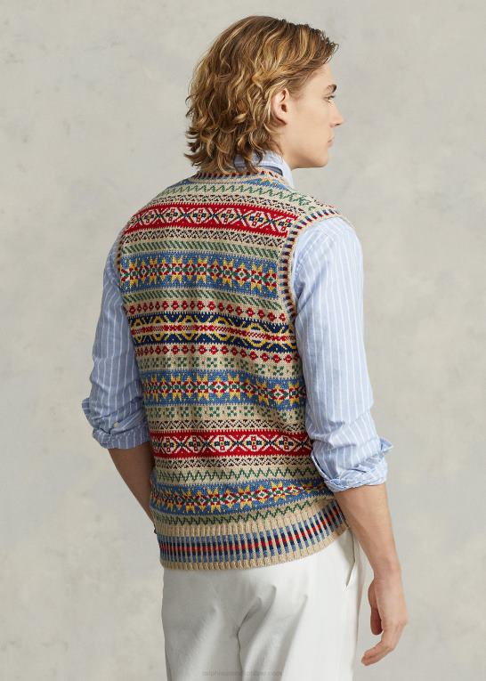 tan multi Mænd Ralph Lauren fair isle sweatervest i bomuld-hør Z426B8464