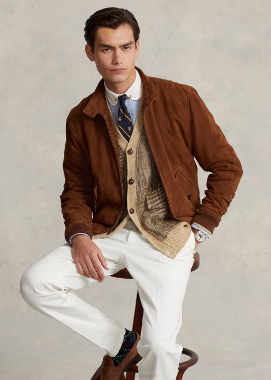 tan multi Mænd Ralph Lauren glen plaid cardigan i hør-silke Z426B147