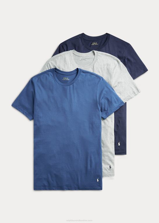 blå assorteret Mænd Ralph Lauren klassisk wicking crew undertrøje 3-pak Z426B223