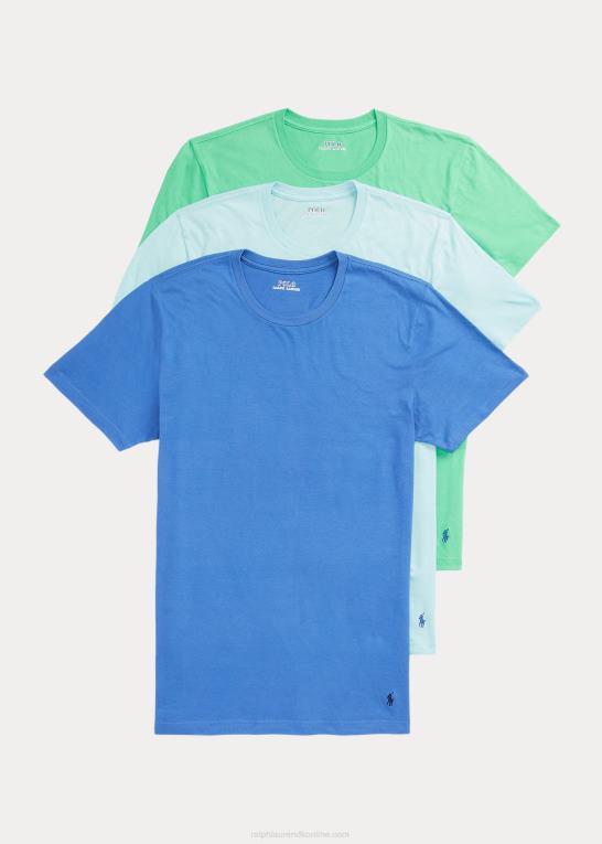 blød aqua/vingårdsgrøn Mænd Ralph Lauren klassisk wicking crew undertrøje 3-pak Z426B264