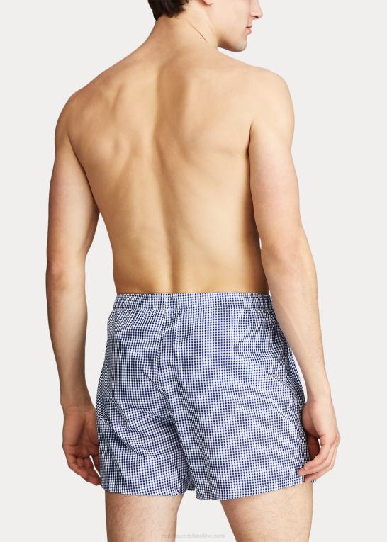 blå gingham Mænd Ralph Lauren vævet bomuldsbokser Z426B196