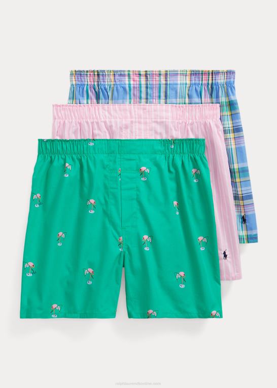 flamingoer/paradis plaid Mænd Ralph Lauren klassisk boxer 3-pak Z426B258