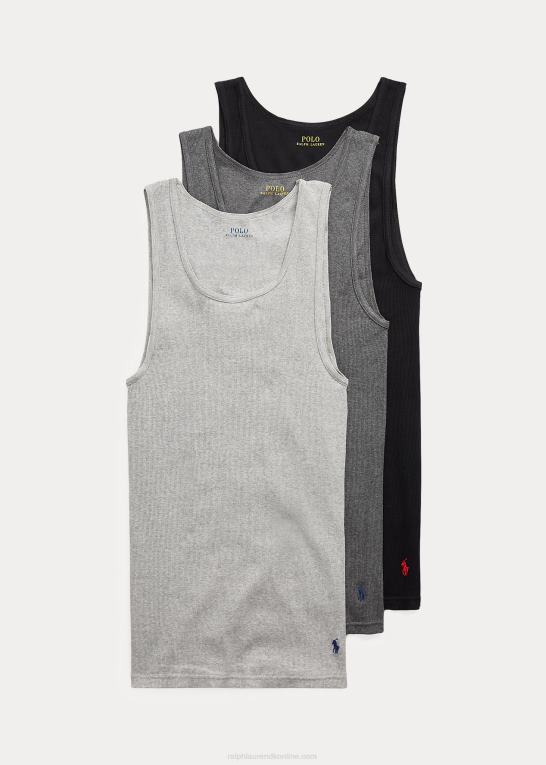 grå assorteret Mænd Ralph Lauren klassisk wicking tank undertrøje 3-pak Z426B219
