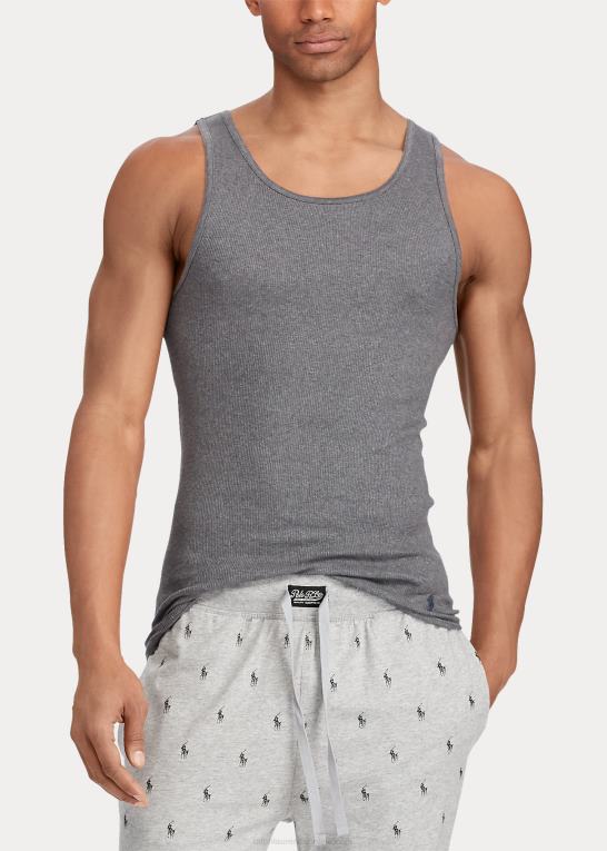 grå assorteret Mænd Ralph Lauren klassisk wicking tank undertrøje 3-pak Z426B219