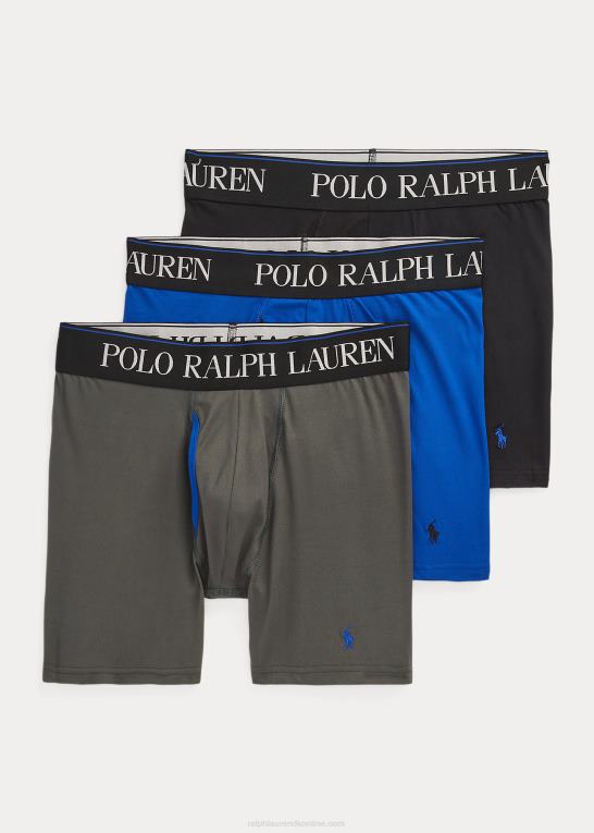 grå/blå Mænd Ralph Lauren 4d-flex boxershorts 3-pak Z426B960