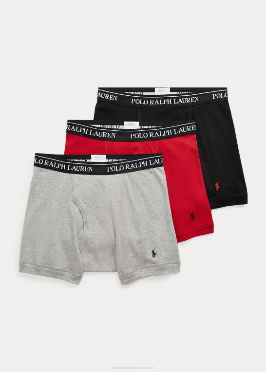 grå/rød/sort Mænd Ralph Lauren fugttransporterende boksershorts 3-pak Z426B8554
