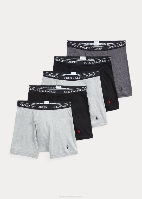 grå/sort Mænd Ralph Lauren fugttransporterende boksershorts 5-pak Z426B269