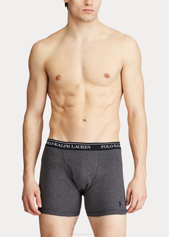 grå/sort Mænd Ralph Lauren fugttransporterende boksershorts 5-pak Z426B269