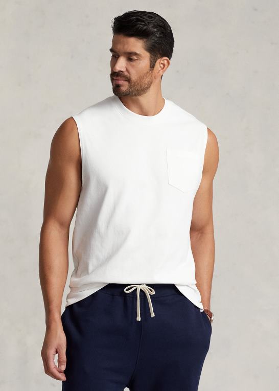 hvid Mænd Ralph Lauren jersey lomme tank Z426B1522