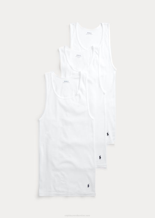 hvid Mænd Ralph Lauren klassisk wicking tank undertrøje 3-pak Z426B220
